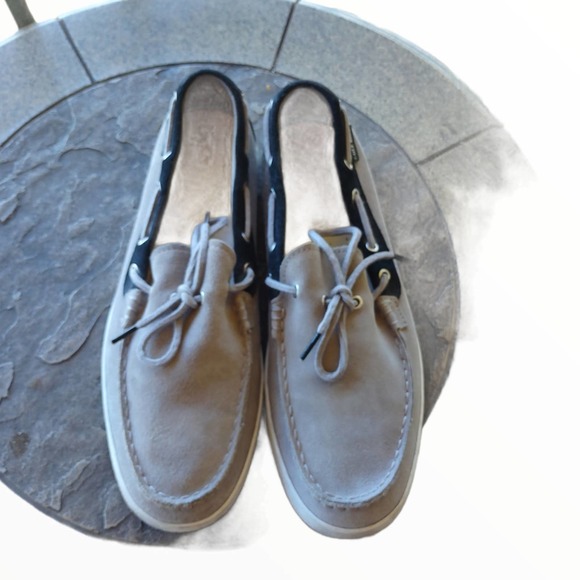 SUEDE TOP SIDERS BOAT SHOE COLE HAAN WORN 1X DOCK SIDERS BLUE SUEDE SHOES NUBUCK - Picture 8 of 9